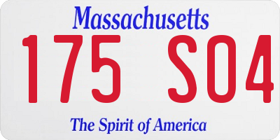 MA license plate 175SO4