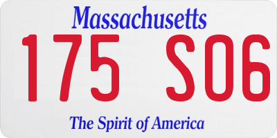 MA license plate 175SO6