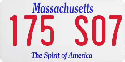 MA license plate 175SO7