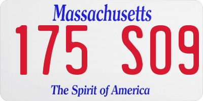 MA license plate 175SO9
