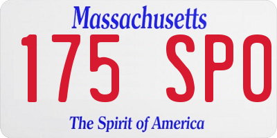 MA license plate 175SP0