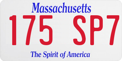 MA license plate 175SP7
