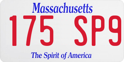 MA license plate 175SP9