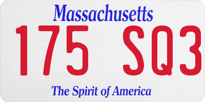MA license plate 175SQ3