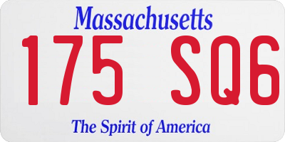MA license plate 175SQ6