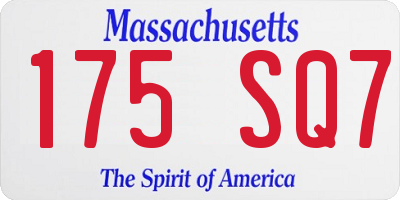 MA license plate 175SQ7