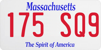 MA license plate 175SQ9