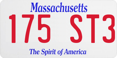 MA license plate 175ST3