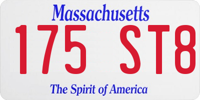 MA license plate 175ST8