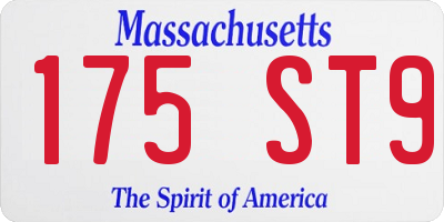 MA license plate 175ST9