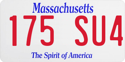 MA license plate 175SU4