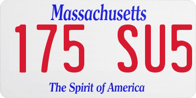 MA license plate 175SU5