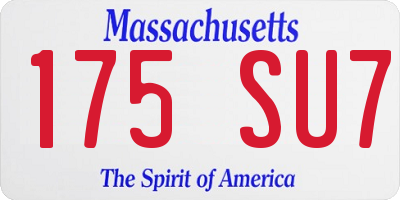 MA license plate 175SU7