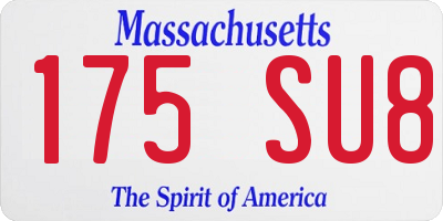 MA license plate 175SU8