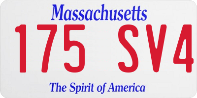 MA license plate 175SV4