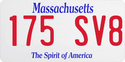 MA license plate 175SV8