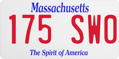 MA license plate 175SW0