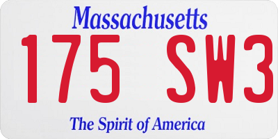 MA license plate 175SW3