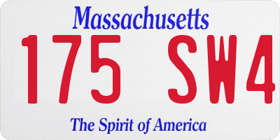 MA license plate 175SW4