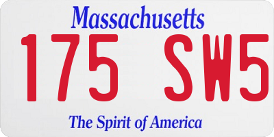 MA license plate 175SW5