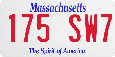 MA license plate 175SW7