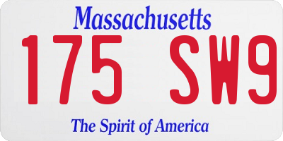 MA license plate 175SW9