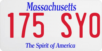 MA license plate 175SY0