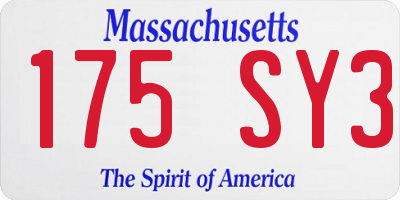 MA license plate 175SY3