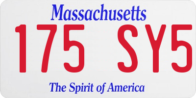 MA license plate 175SY5