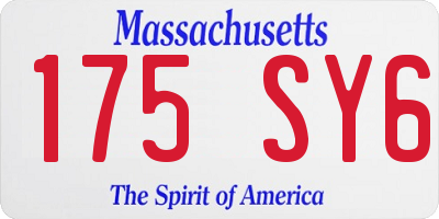 MA license plate 175SY6