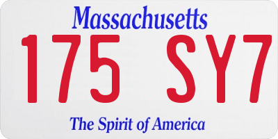 MA license plate 175SY7