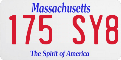 MA license plate 175SY8