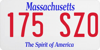MA license plate 175SZ0