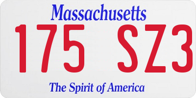MA license plate 175SZ3
