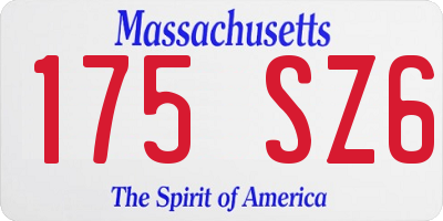 MA license plate 175SZ6