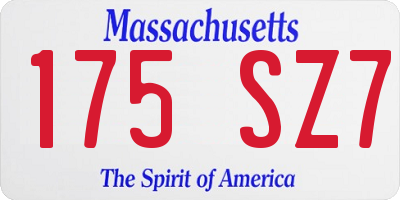MA license plate 175SZ7