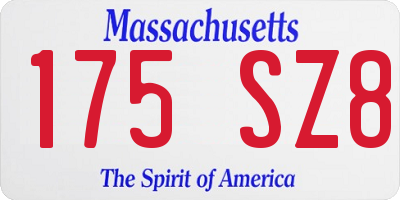 MA license plate 175SZ8