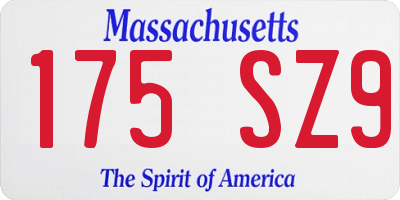 MA license plate 175SZ9