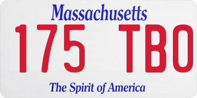 MA license plate 175TB0
