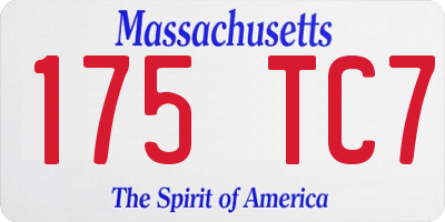 MA license plate 175TC7