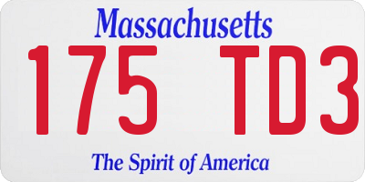 MA license plate 175TD3