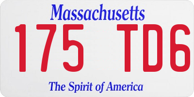 MA license plate 175TD6