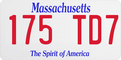 MA license plate 175TD7