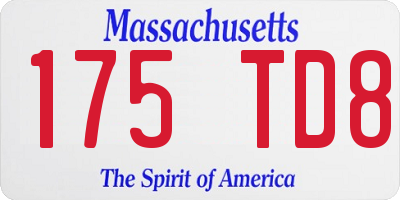 MA license plate 175TD8