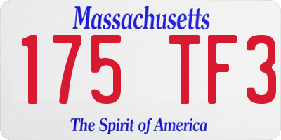 MA license plate 175TF3