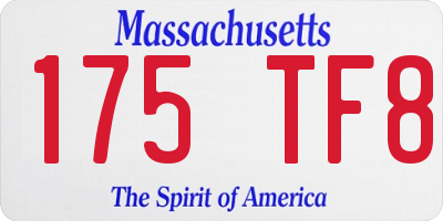 MA license plate 175TF8