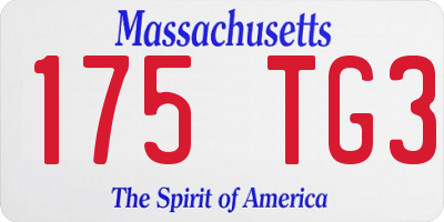 MA license plate 175TG3