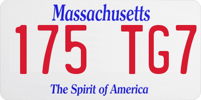 MA license plate 175TG7