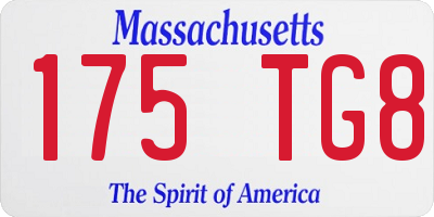 MA license plate 175TG8