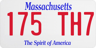 MA license plate 175TH7